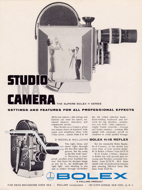 PUBBLICITA' ADVERTISING WERBUNG CINEPRESA "BOLEX C8SL"  del 1959 